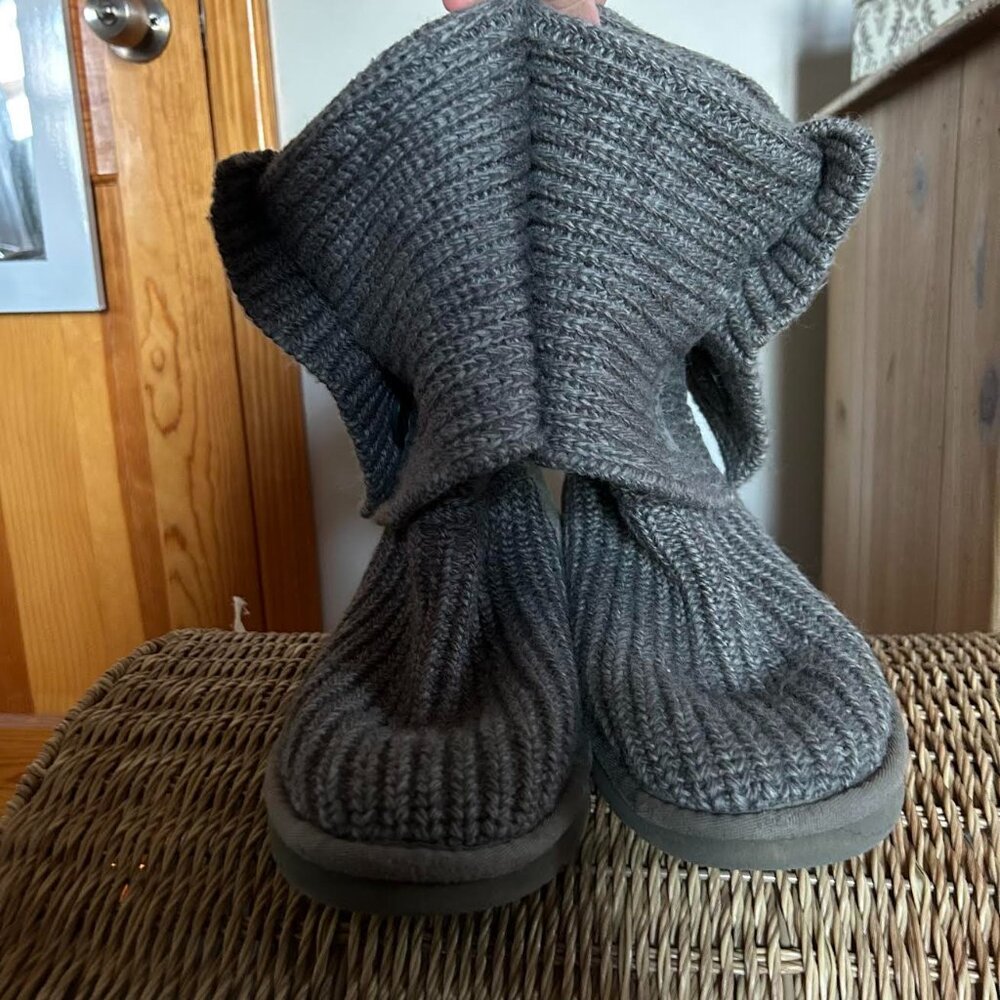 Gray, Knit, Ugg Boots